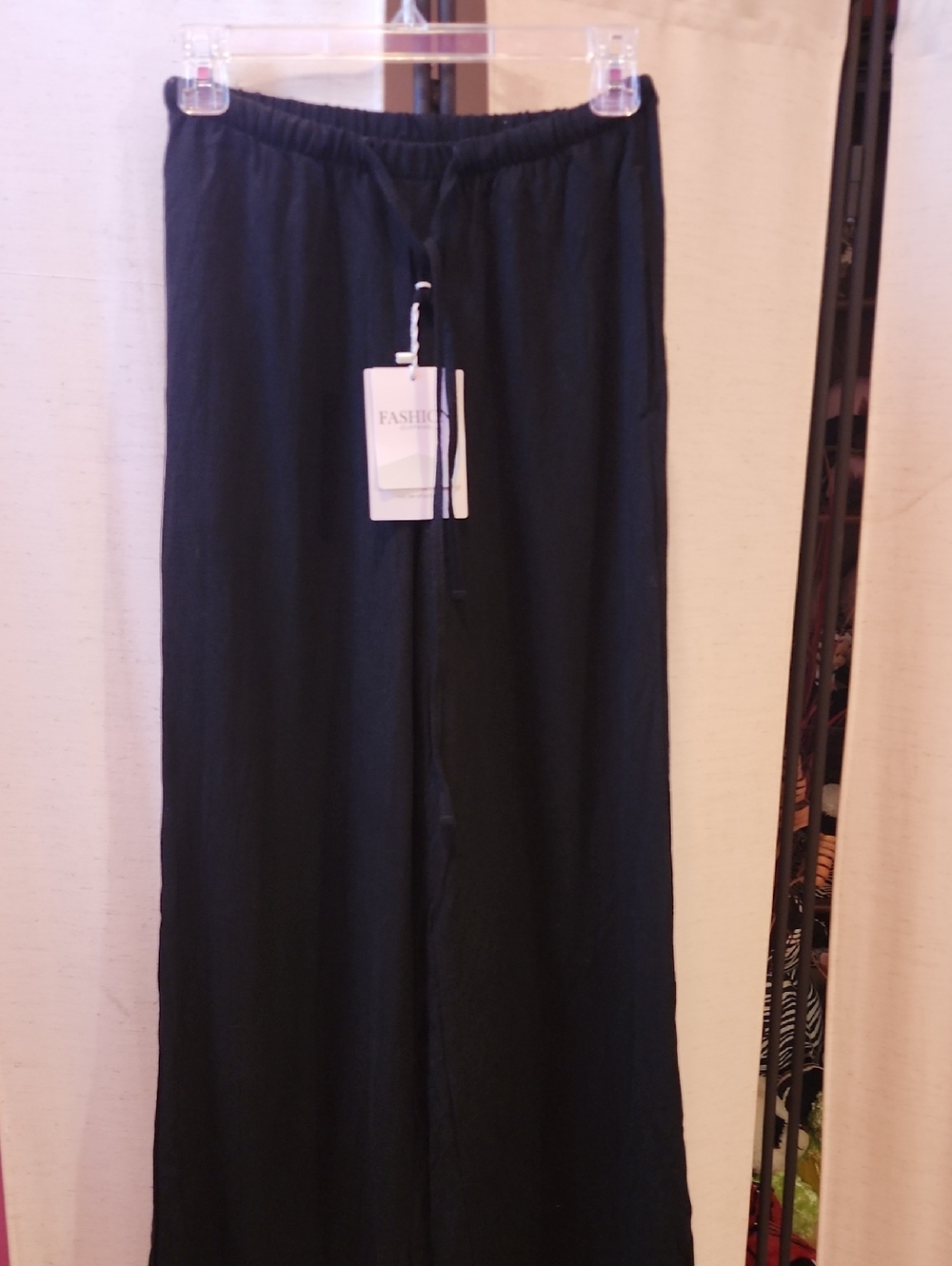 Black Wide Leg Drawstring Pants